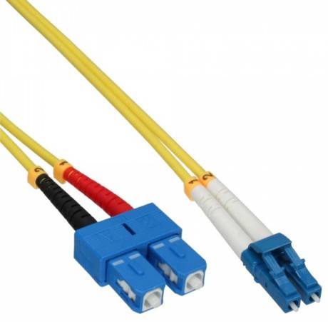 INLINE - LWL Duplex Kabel LC/SC 9/125µm - OS2 - 1m