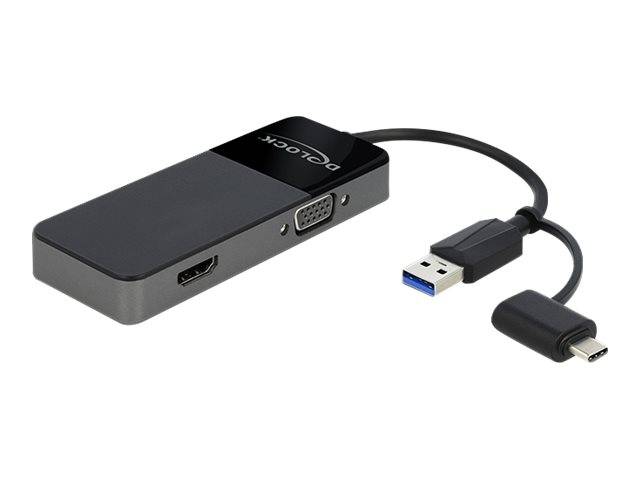 Delock Adapter USB 3.0 to 4K HDMI + VGA - Adapterkabel - USB Typ A, USB-C männlich bis HD-15 (VGA)
