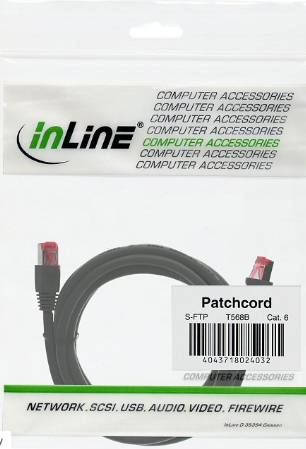 INLINE - Patchkabel - S/FTP (PiMf) - Cat.6 - 250MHz - PVC - Kupfer - schwarz - 20m