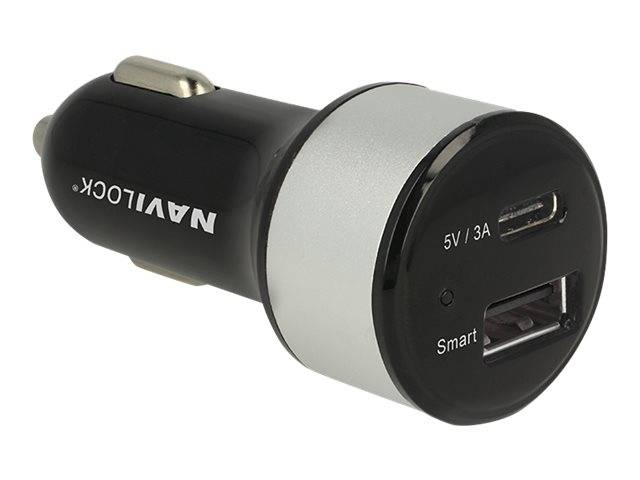 Navilock Car charger - Auto-Netzteil - 3 A - 2 Ausgabeanschlussstellen (USB, USB-C)
