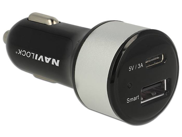 Navilock Car charger - Auto-Netzteil - 3 A - 2 Ausgabeanschlussstellen (USB, USB-C)