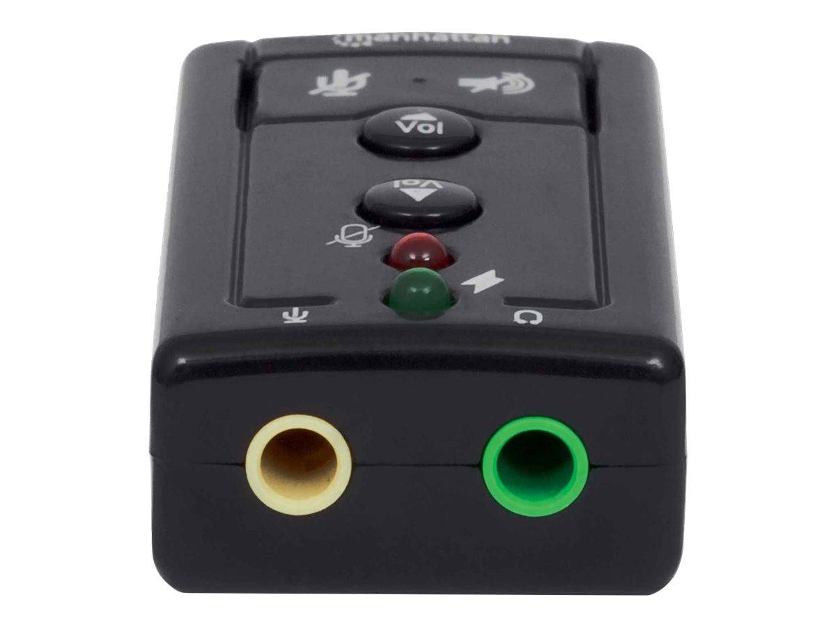 Manhattan USB-A Sound Adapter, USB-A to 3.5mm Mic-in and Audio-Out ports, 480 Mbps (USB 2.0)