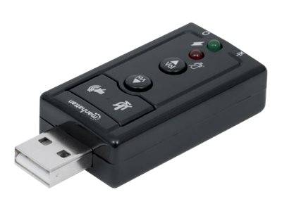 Manhattan USB-A Sound Adapter, USB-A to 3.5mm Mic-in and Audio-Out ports, 480 Mbps (USB 2.0)