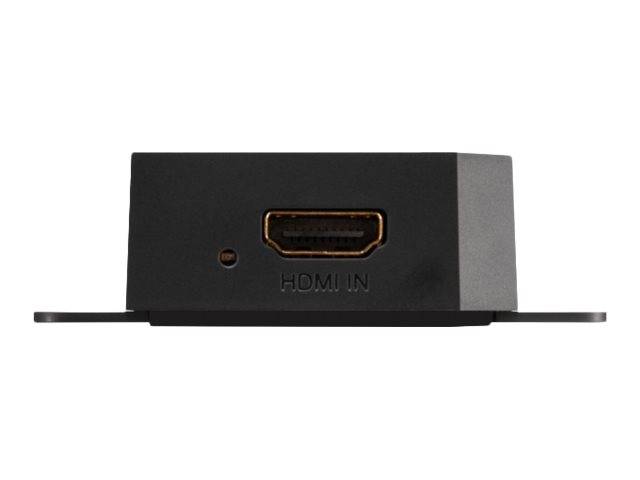 Schwarzer HDMI-Eingangsanschluss an einem Gerät, mit der Bezeichnung „HDMI IN" gekennzeichnet, auf einer Frontblende vor weißem Hintergrund dargestellt.