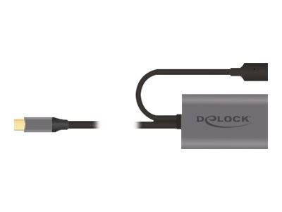 USB-Kabel in zwei Ansichten dargestellt: eine Nahaufnahme des Steckers auf der linken Seite und ein D-LOCK-Kabelschloss-Modul auf der rechten Seite.