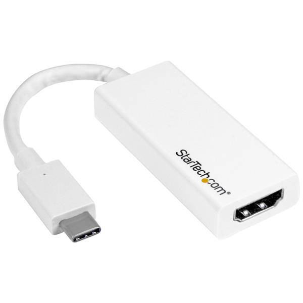 StarTech.com USB-C auf HDMI Adapter - Thunderbolt 3 kompatibel - Weiß - 4K 60Hz - Highspeed Videoschnittstellen-Converte