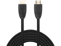 Aufgerolltes schwarzes USB-Ladekabel mit Lightning-Anschluss und USB-A-Stecker