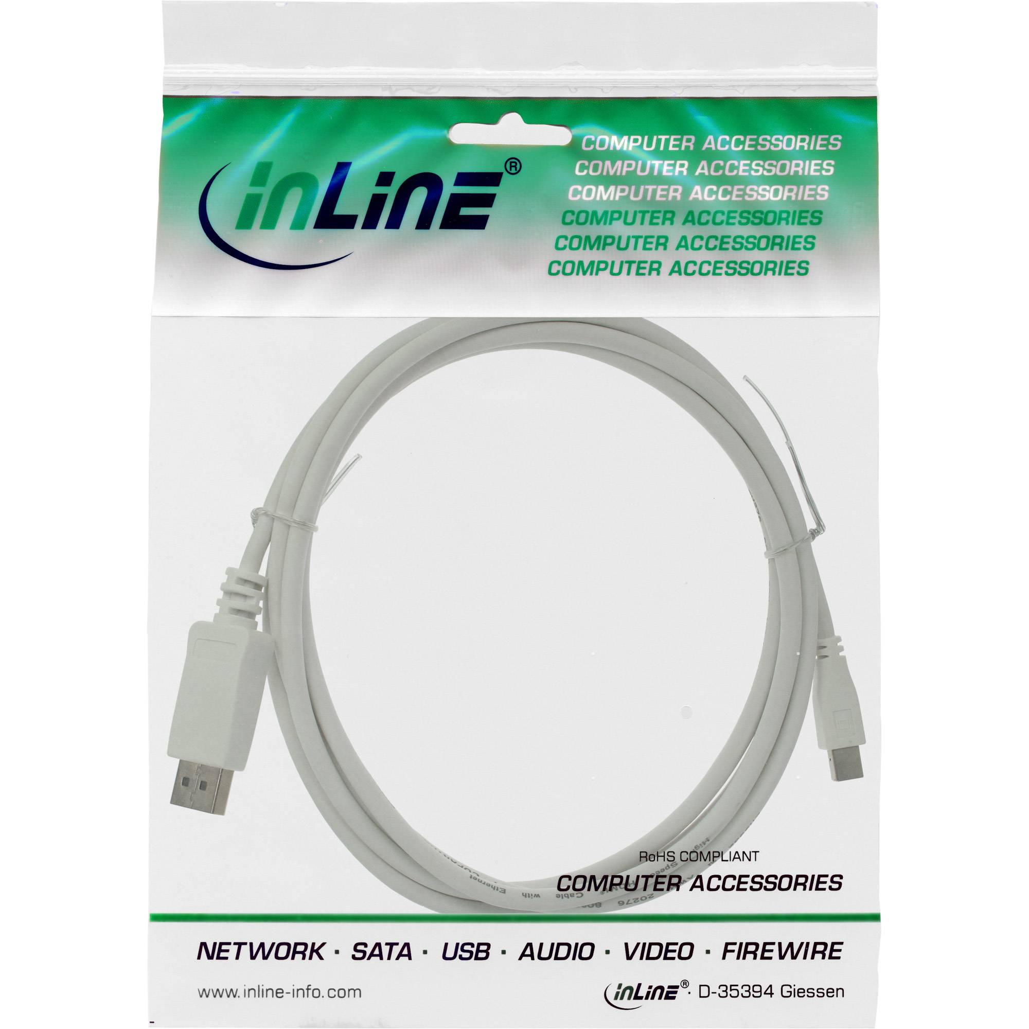 INLINE - Mini DisplayPort zu DisplayPort Kabel - weiß - 5m