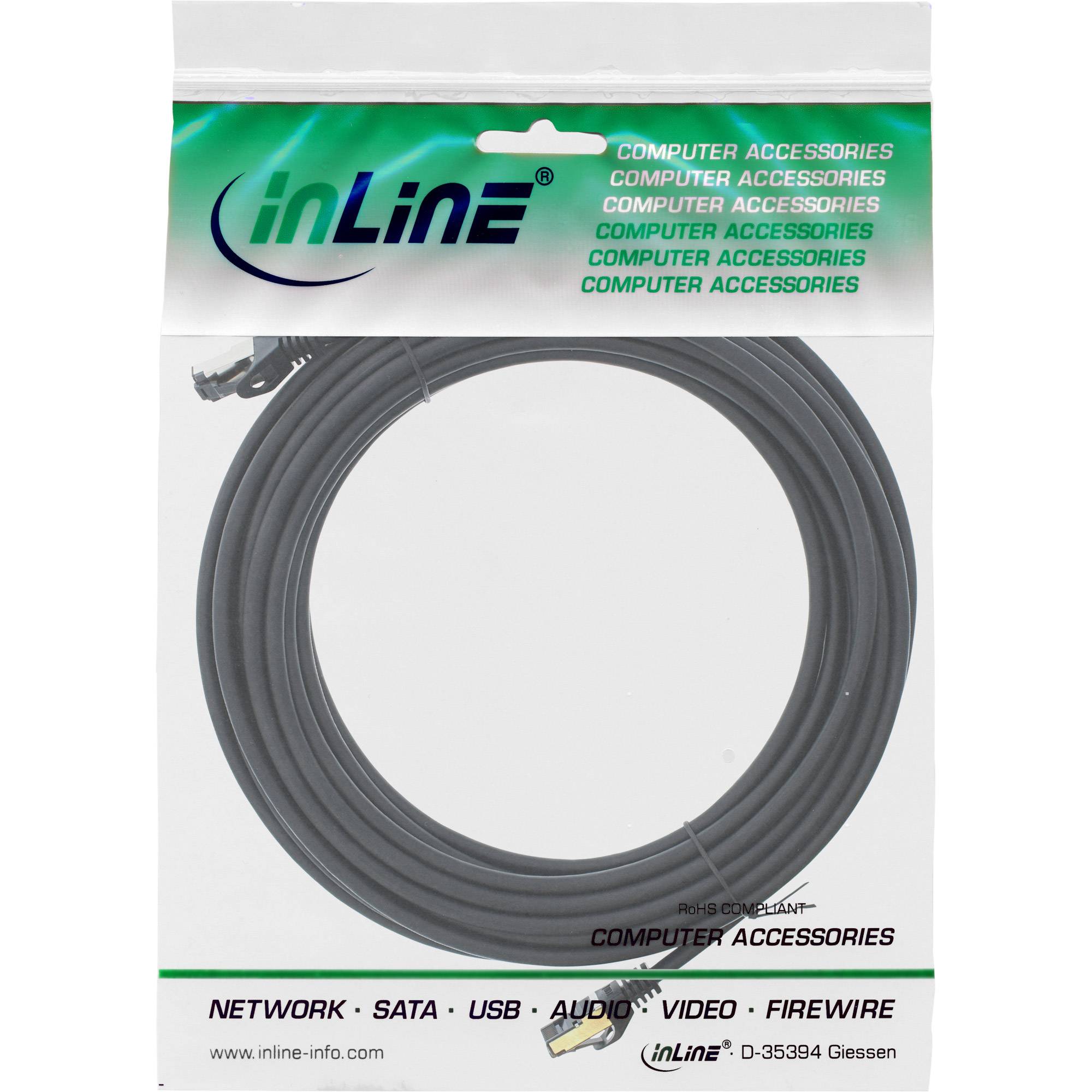 INLINE - Patchkabel - S/FTP (PiMf) - Cat.8.1 - 2000MHz - halogenfrei - schwarz - 15m