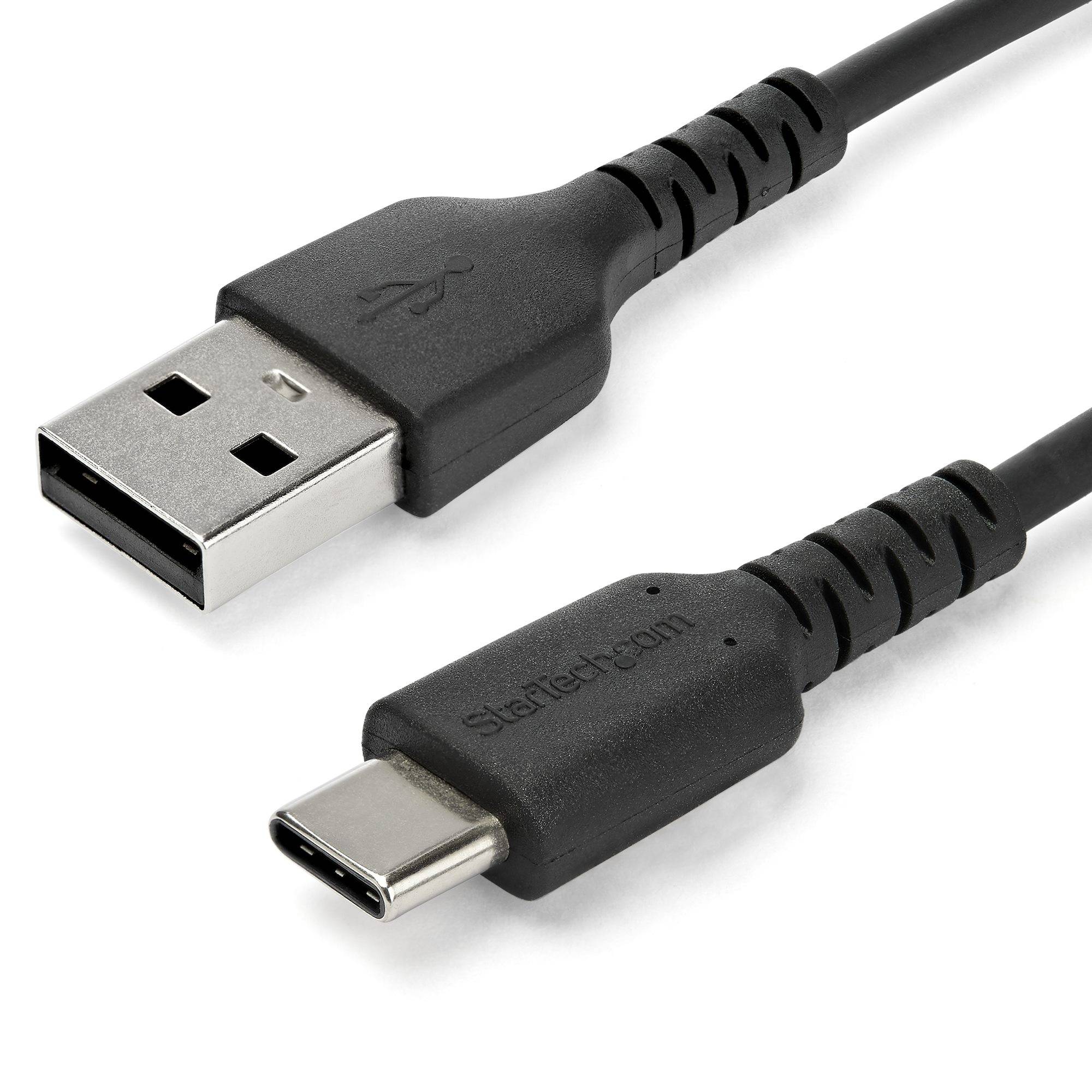 USB-A zu USB-C Lade- und Datenkabel auf weißem Hintergrund dargestellt, mit einem Standard-USB-A-Stecker und einem USB-C-Anschluss