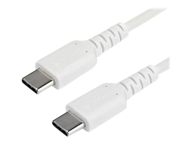 StarTech.com 1m USB-C Ladekabel - Langlebiges USB 2.0 Typ C zu USB C Datenübertragungs-/Schnellladekabel - TPE Mantel Aramidfaser M/M 60W Weiß - Sam