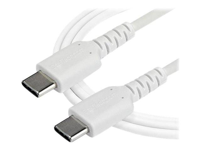 StarTech.com 1m USB-C Ladekabel - Langlebiges USB 2.0 Typ C zu USB C Datenübertragungs-/Schnellladekabel - TPE Mantel Aramidfaser M/M 60W Weiß - Sam