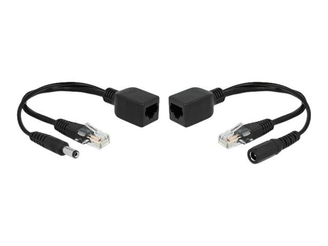 DeLOCK Passive PoE Adapter Set RJ45 DC 5.5 x 2.5 mm - Power Injector - Schwarz (Packung mit 2)