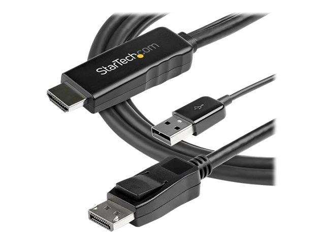 StarTech.com HD2DPMM2M HDMI auf DisplayPort (2m, aktiv, 4k 30Hz, Adapter, Kabel, Konverter, HDMI 1.4, DP 1.2, mit USB St