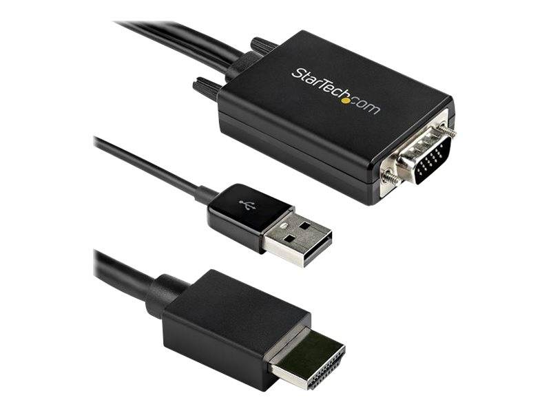StarTech.com 2m VGA to HDMI Converter Cable with USB Audio Support & Power, Analog to Digital Video Adapter Cable to con