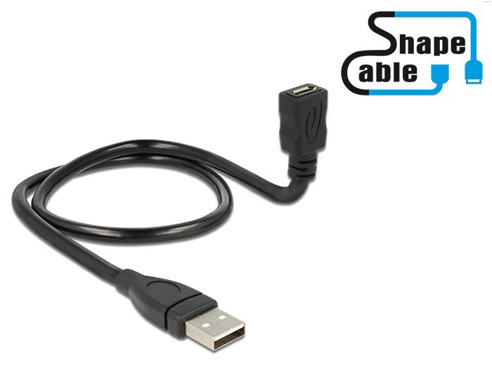DeLOCK ShapeCable - USB-Verlängerungskabel - Micro-USB Typ B (W)