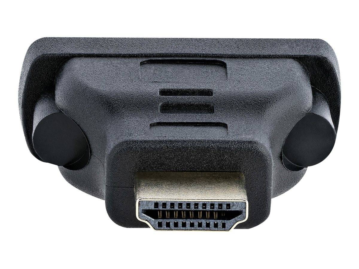Nahaufnahme eines schwarzen HDMI-Anschlussadapters oder Kupplers mit sichtbarem weiblichem Stecker, zentriert auf weißem Hintergrund.