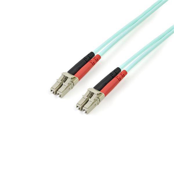StarTech.com Aqua OM4 Duplex Multimode Fiber - 3m/ 9 ft - 100 Gb - 50/125 - OM4 Fiber - LC to LC Fiber Patch Cable (450FBLCLC3)