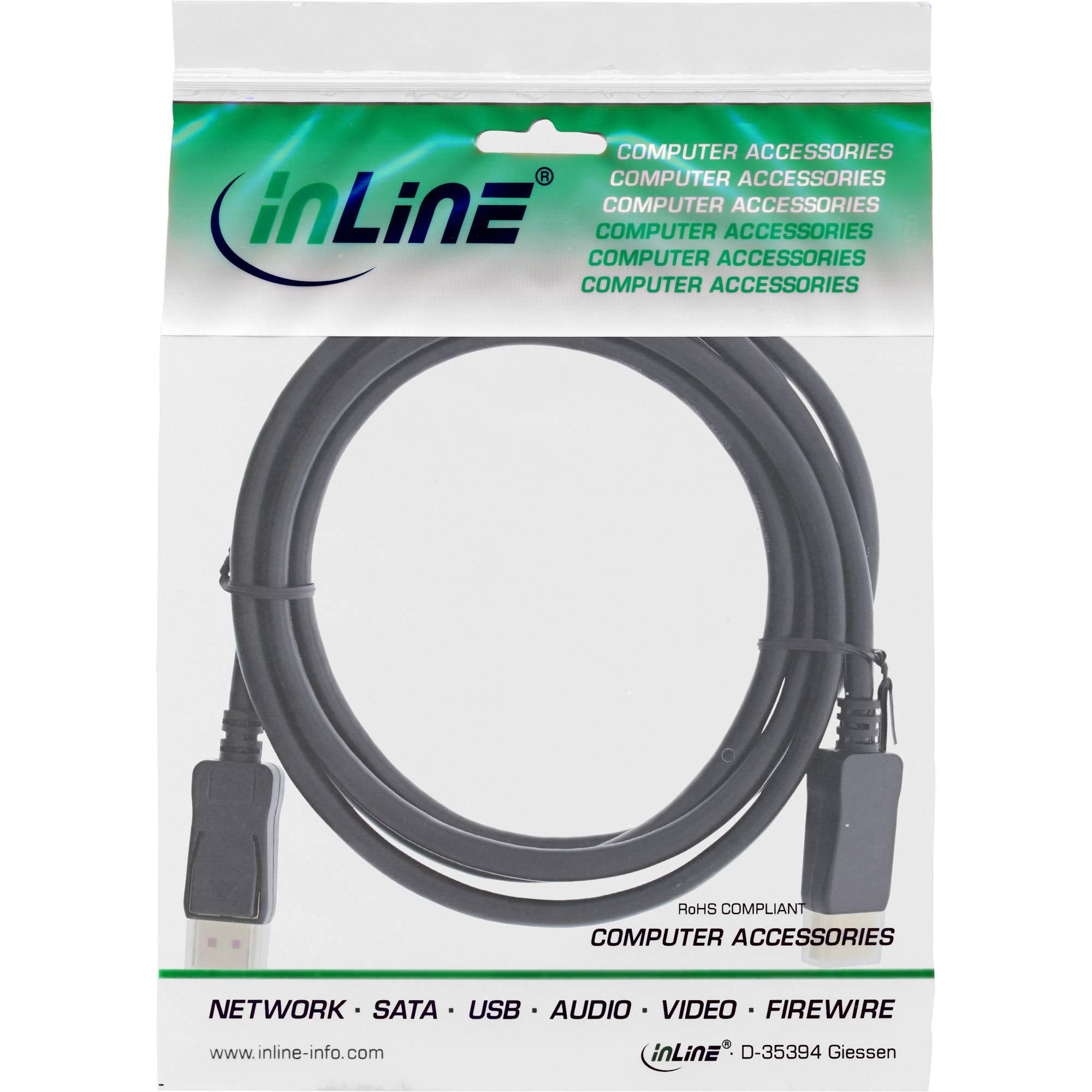 InLine DisplayPort 1.4 Kabel - schwarz - vergoldete Kontakte - 1mzu DisplayPort