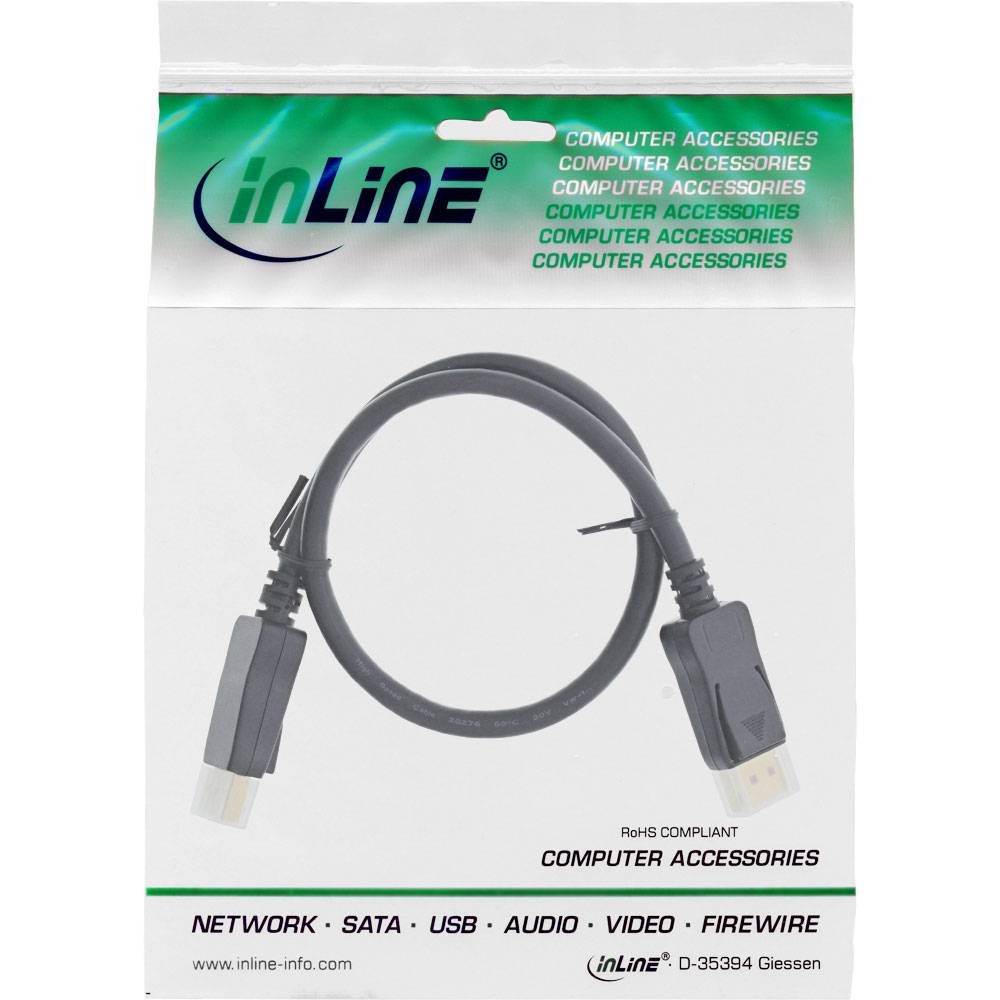 INLINE - DisplayPort 1.4 Kabel - 8K4K - schwarz - vergoldete Kontakte - 0,5m