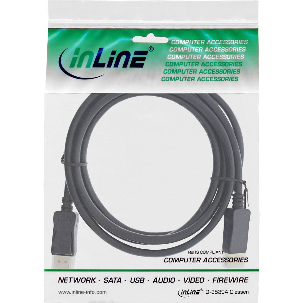 INLINE - DisplayPort 1.4 Kabel - 8K4K - schwarz - vergoldete Kontakte - 2m