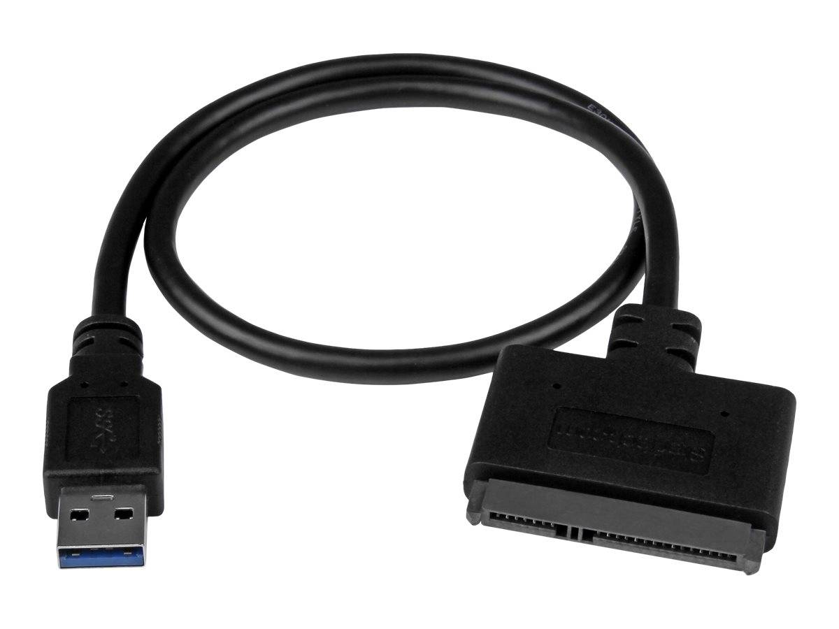 USB 3.0 auf SATA-Adapterkabel mit USB-A-Stecker und SATA-Laufwerkverbinder.