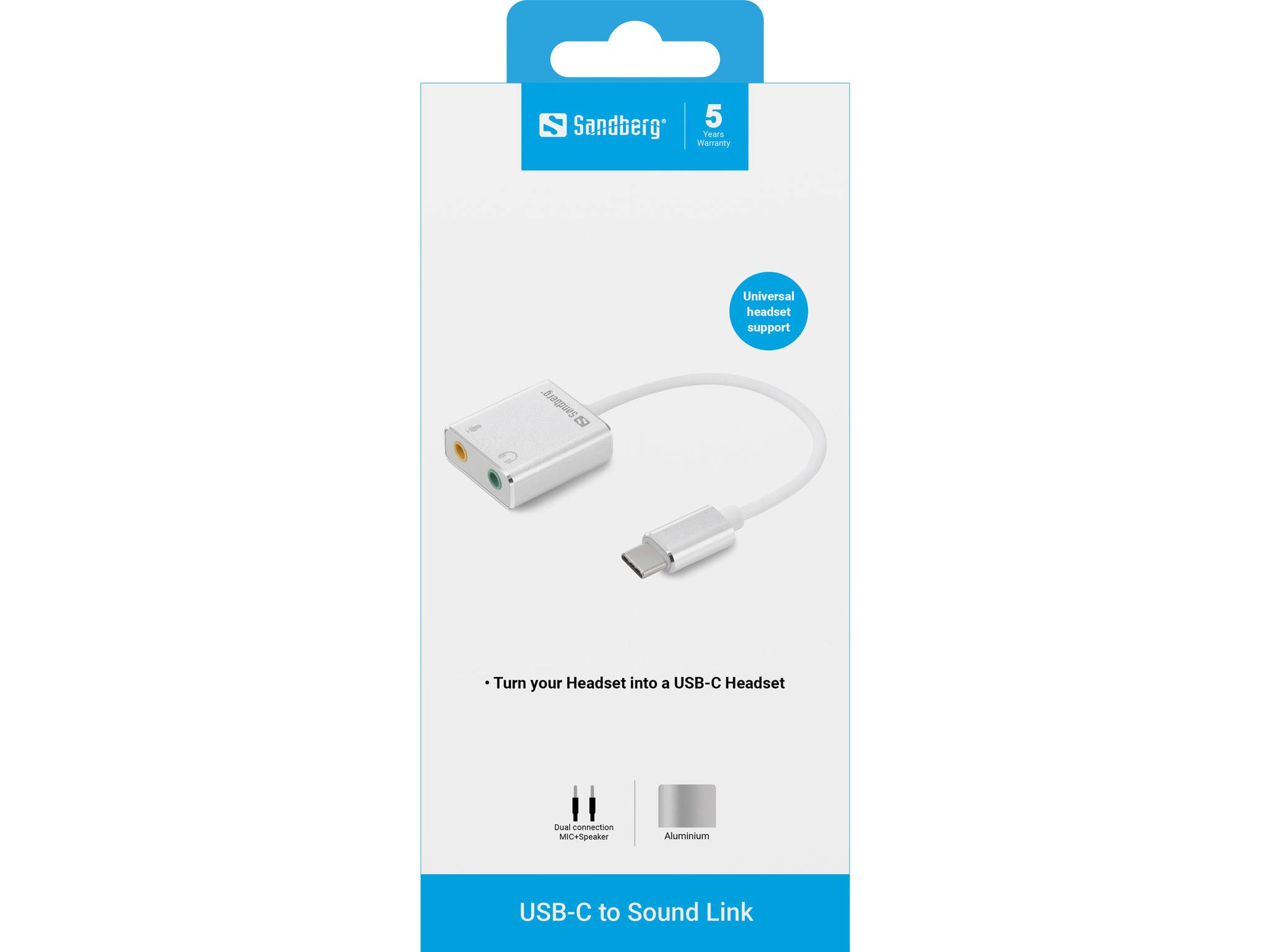 SANDBERG USB-C to Sound Link - Soundkarte - Stereo