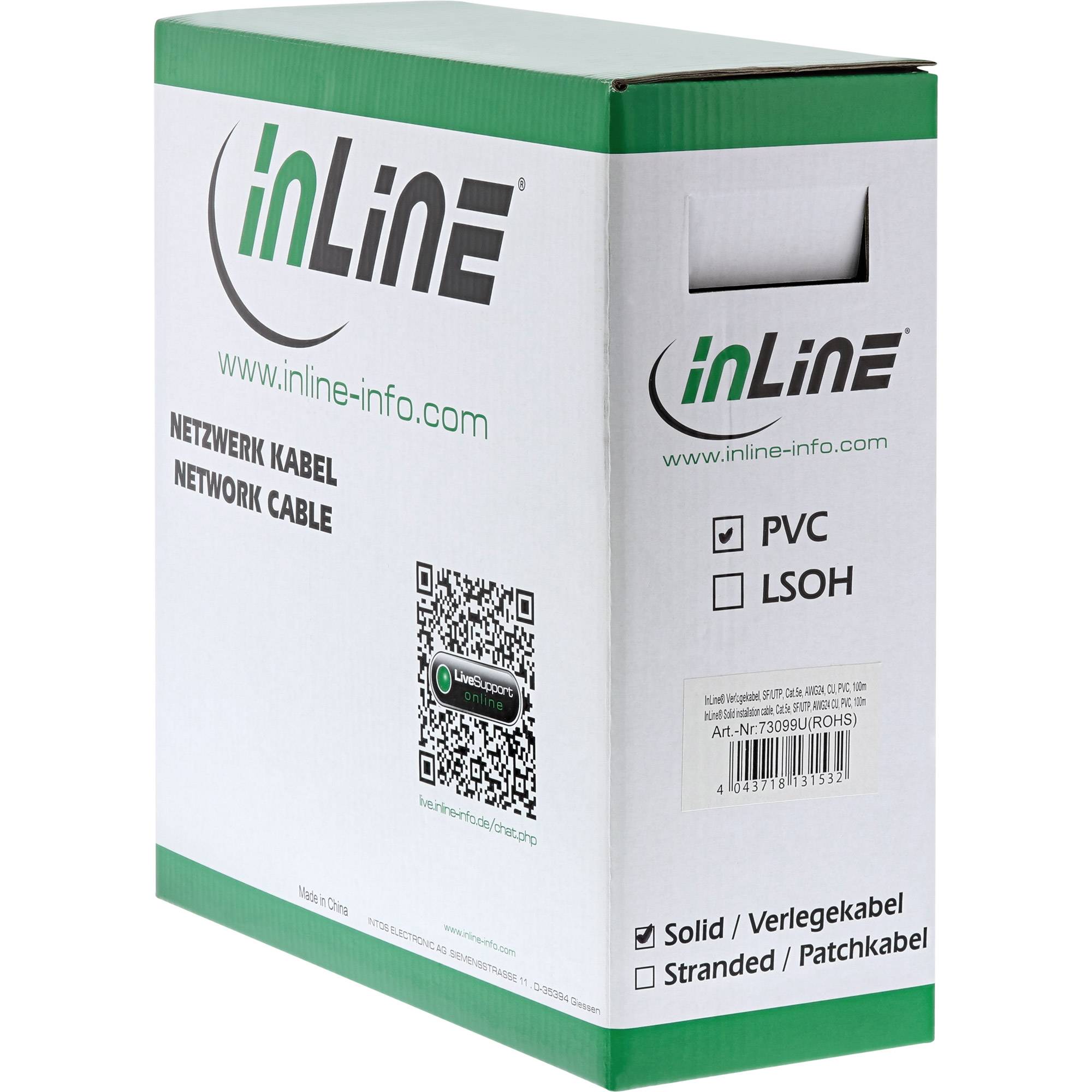 INLINE - Verlegekabel - SF/UTP - Cat.5e - AWG24 CU - halogenfrei - 50m