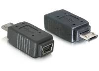 Zwei schwarze USB-Adapter-Stecker auf weißem Hintergrund, einer mit einem Standard-USB-A-Stecker und der andere mit einem kleineren geräteseitigen Anschluss.