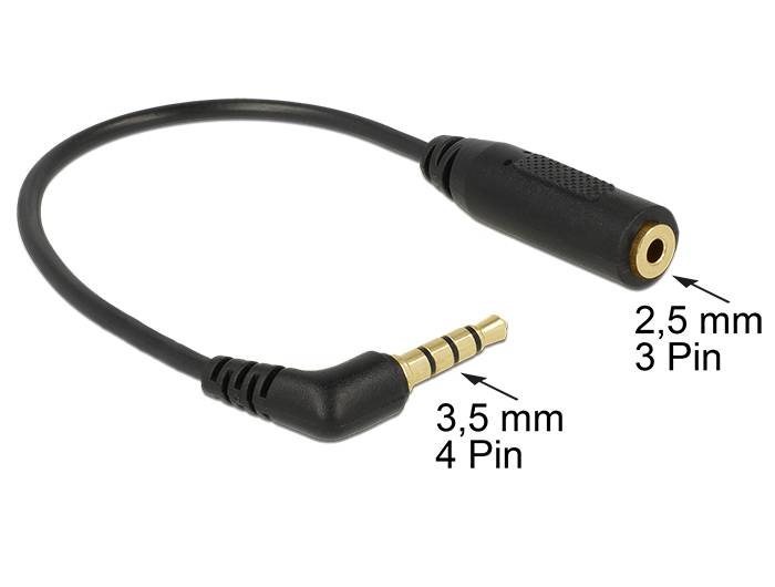 Delock - Kopfhöreradapter - Stereo Mikro-Stecker weiblich zu 4-poliger Mini-Stecker männlich gewinkelt