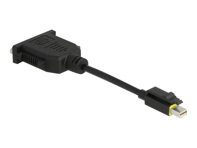 Schwarzes Adapterkabel mit einem großen proprietären Stecker an einem Ende und einem kleinen USB-Stecker am anderen Ende.