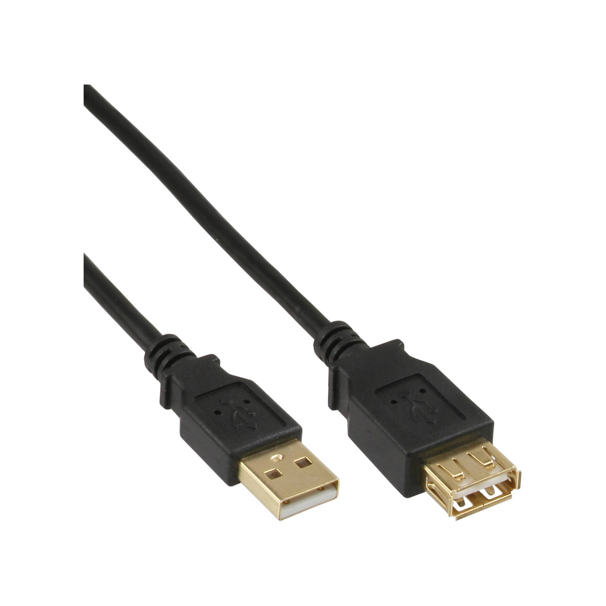 INLINE - USB 2.0 Verlängerung - ST / BU - Typ A - schwarz - Kontakte gold - 3m