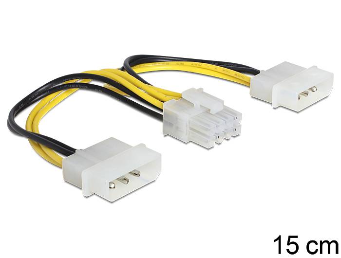 Delock Kabel Stromversorgung 8 Pin EPS > 2 x 4 Pin Molex