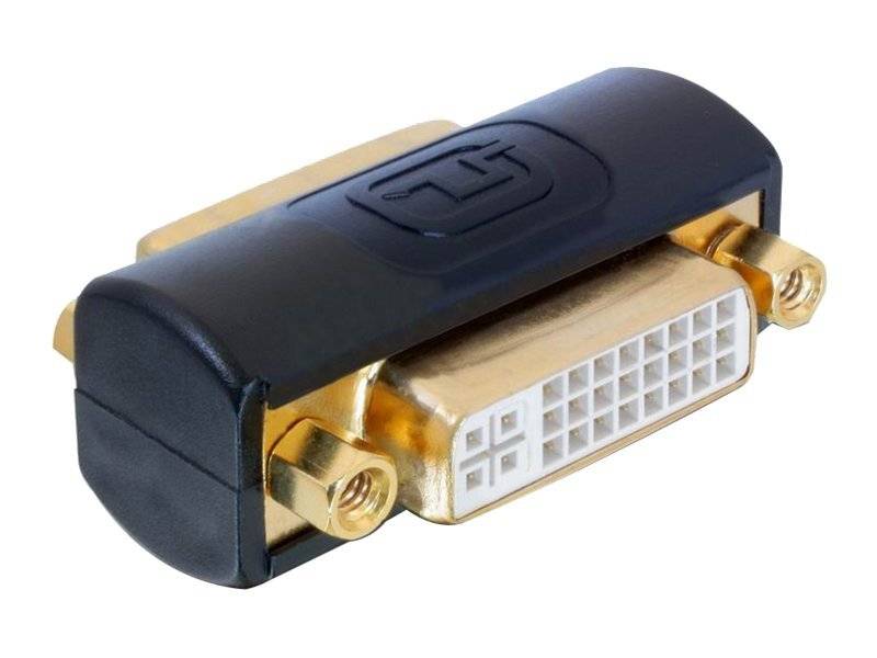 DVI-HDMI-Adapter mit weißem DVI-Anschluss und schwarzem Schutzgehäuse.