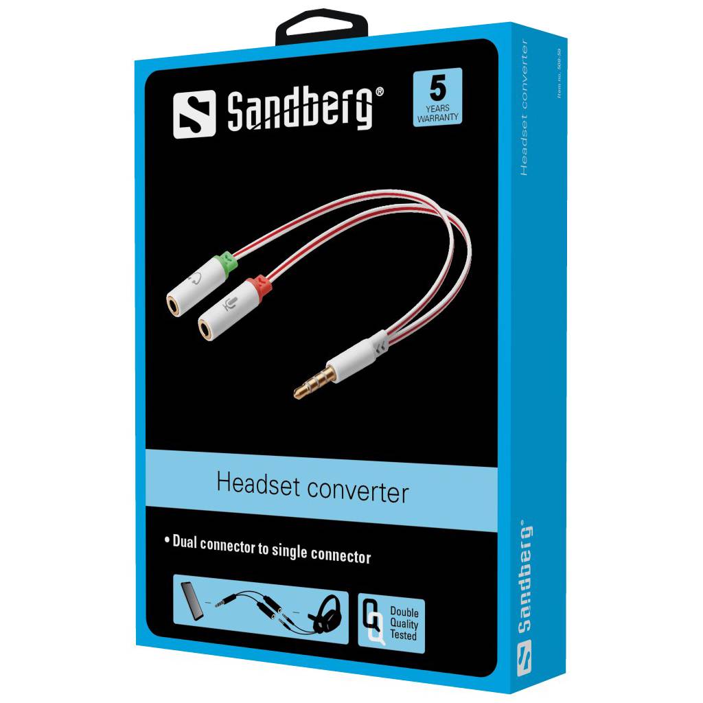 Sandberg Headset Converter - Headsetadapter - 4-poliger Mini-Stecker männlich bis Stereo Mini-Klinkenstecker weiblich