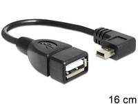 USB-OTG-Adapterkabel mit rechtwinkliger Micro-USB-Stecker und USB-A-Buchse, mit einer Länge von 16 cm gekennzeichnet.