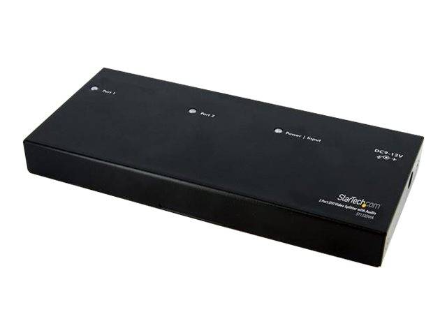 Schwarzer StarTech.com 3-Port-USB-Hub mit Statusanzeigen und 12V-Gleichstrom-Stromeingang auf weißem Hintergrund