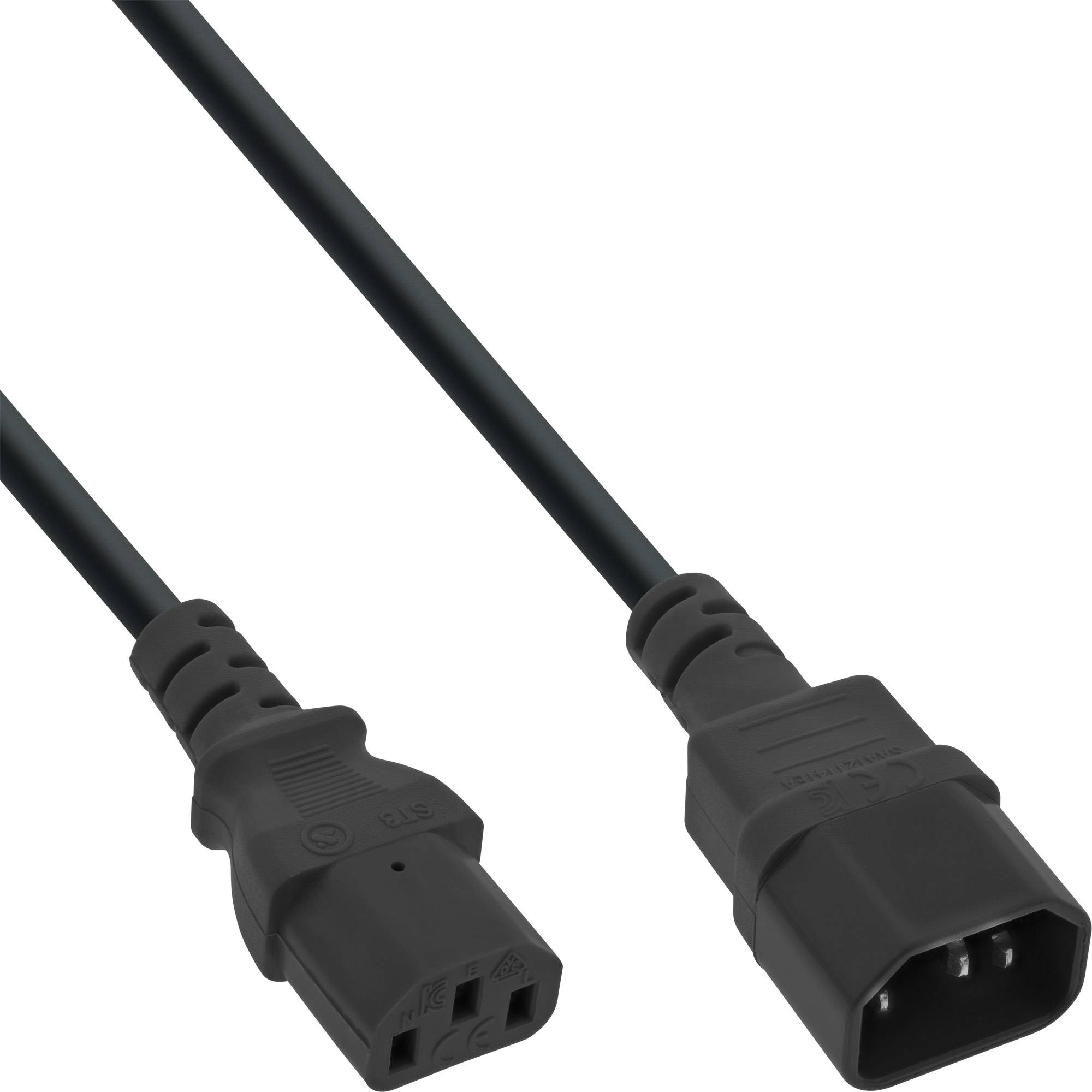 INLINE - 55er Bulk-Pack Kaltgeräteverlängerung - C13 auf C14 - schwarz - 1m