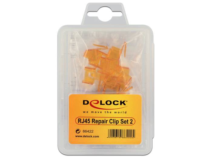 Delock Repair Clip Set 2 - Netzwerkanschluss Reparatur-Clip - Schwarz, orange, violett, durchsichtig (Packung mit 40)