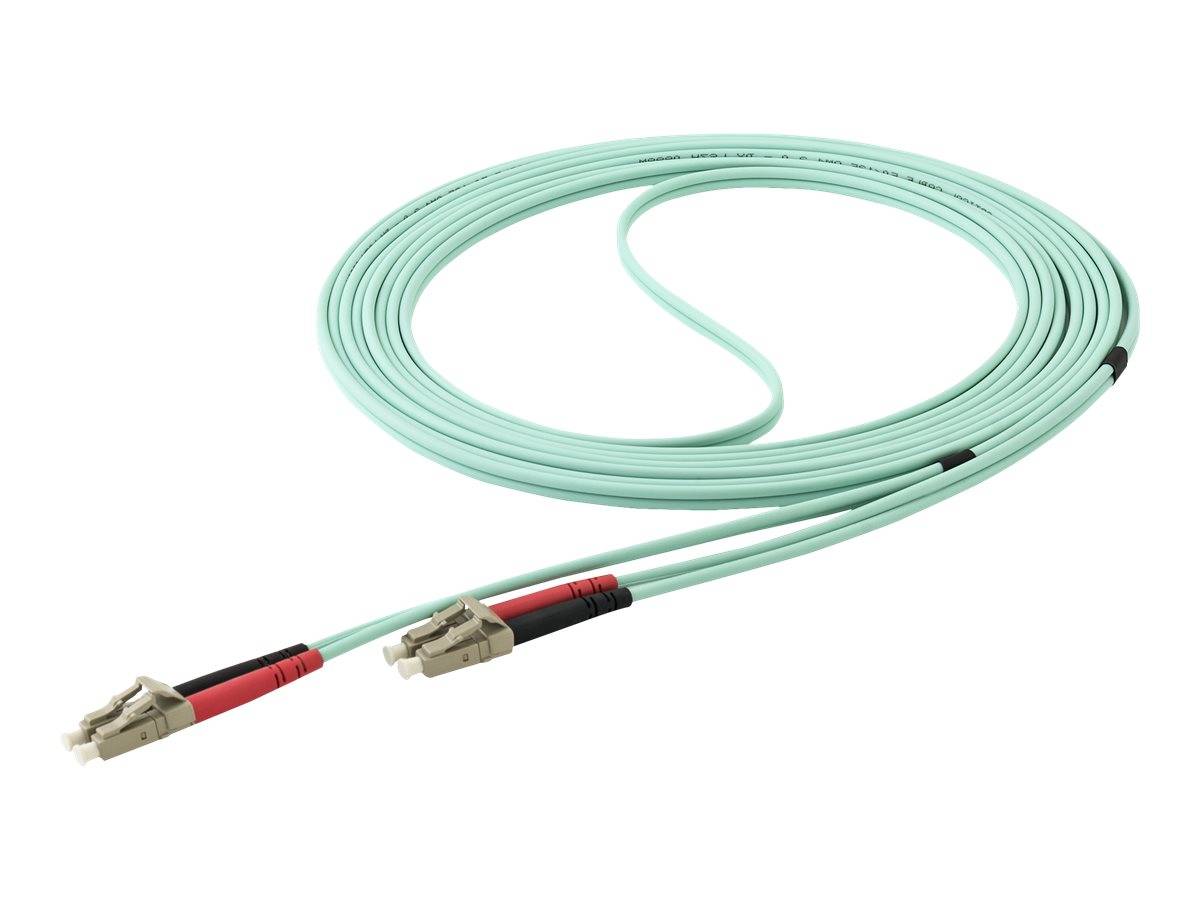 StarTech.com Aqua OM4 Duplex Multimode Fiber - 16 ft / 5m - 100 Gb - 50/125 - OM4 Fiber - LC to LC Fiber Patch Cable (45