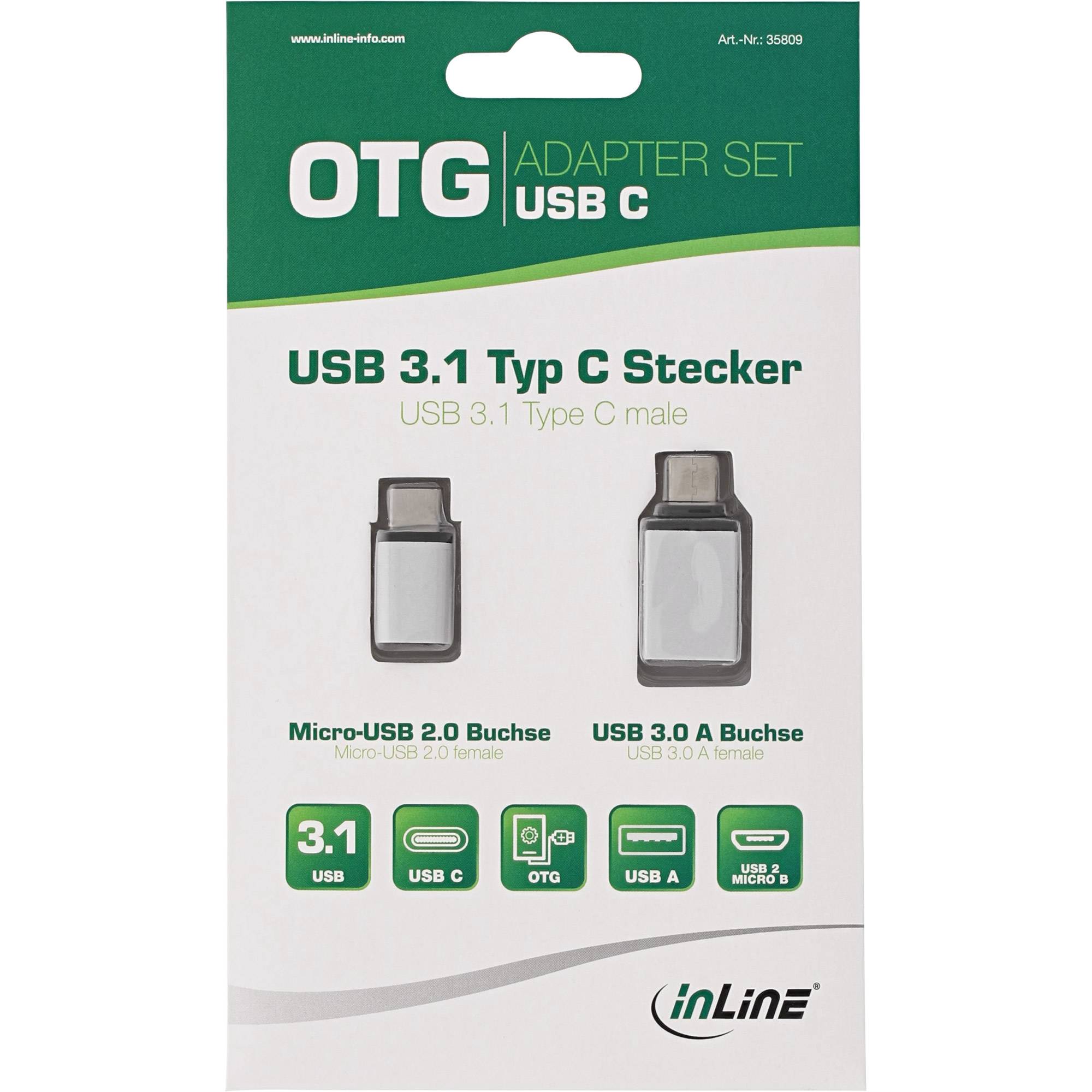 INLINE - USB Adapter-Set - USB-C Stecker an Micro-USB oder USB 3.0 A Buchse