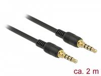 Zwei schwarze 3,5-mm-Audiokabel mit vergoldeten Steckern, gekennzeichnet ca. 2 m.