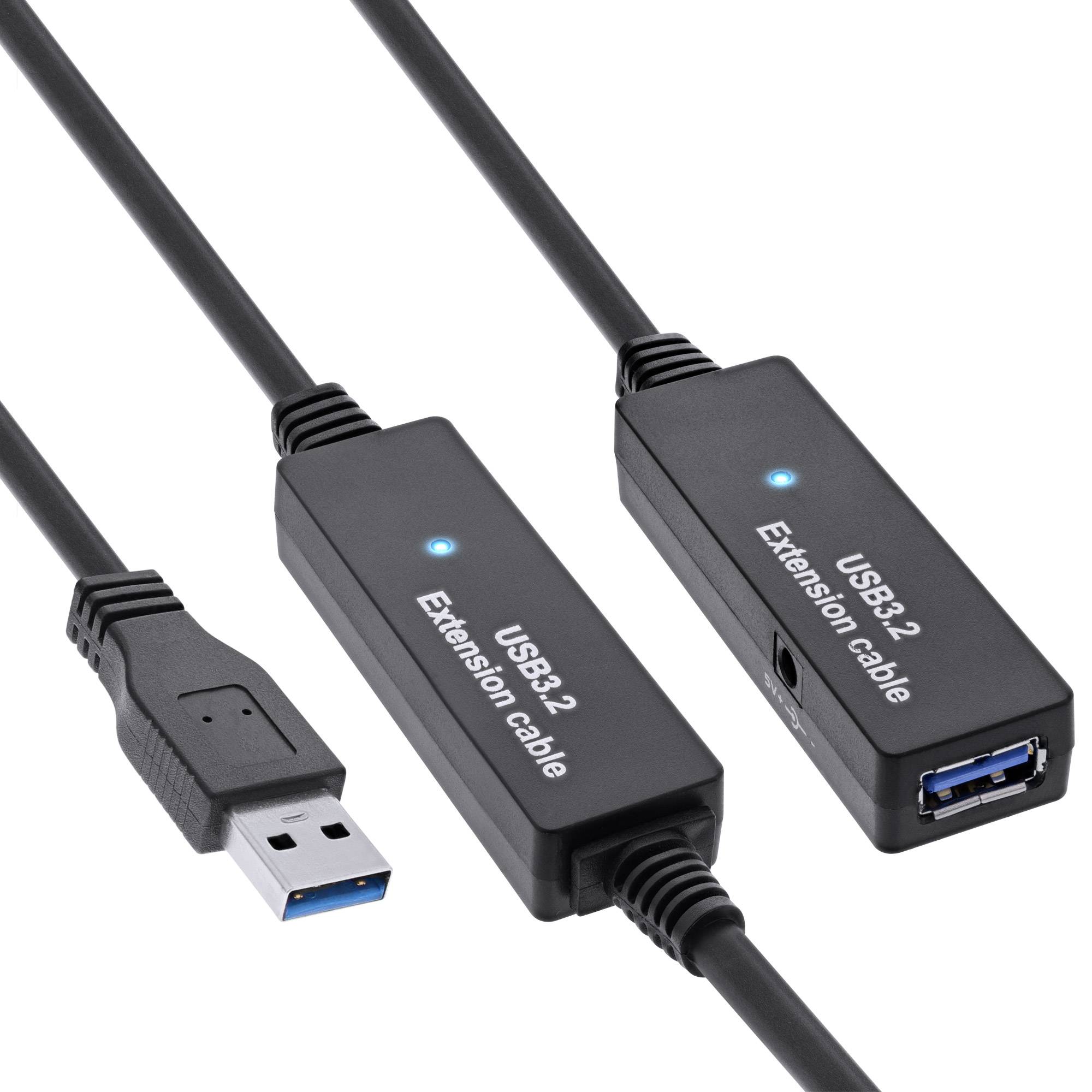 INLINE - USB 3.2 Gen.1 Aktiv-Verlängerung - Stecker A an Buchse A - schwarz - 15m