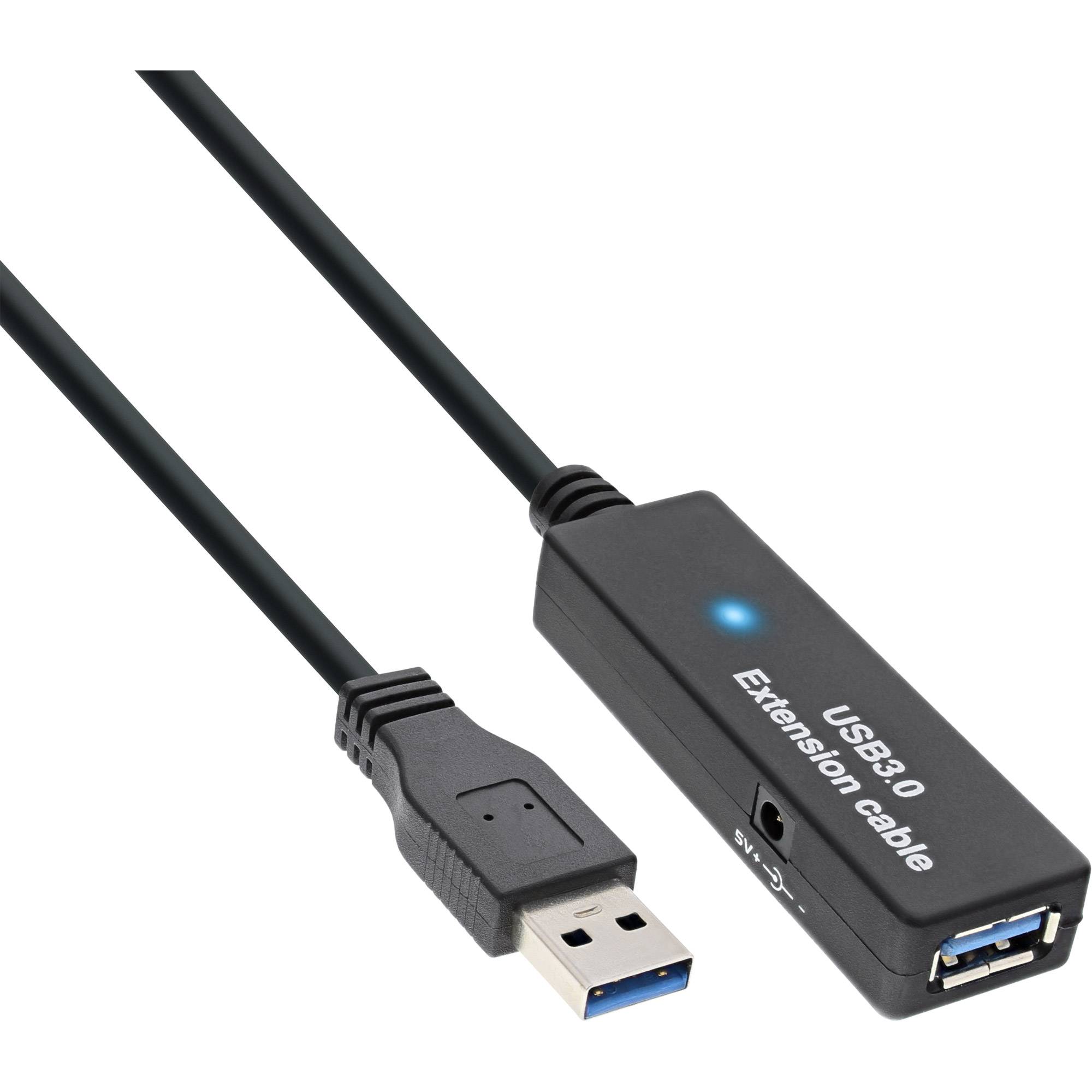 INLINE - USB 3.2 Gen.1 Aktiv-Verlängerung - Stecker A an Buchse A - schwarz - 15m