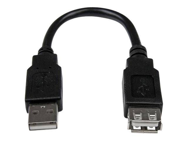 StarTech.com USB 2.0 Verlängerung 15cm - USB-A Verlängerungskabel Stecker auf Buchse - Schwarz - USB-Verlängerungskabel
