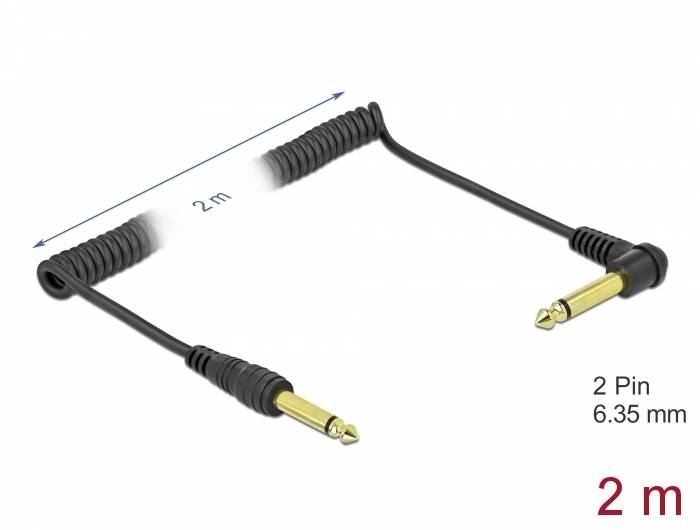 Delock - Audiokabel - Mono-Stecker männlich gewinkelt zu Mono-Stecker männlich gerade
