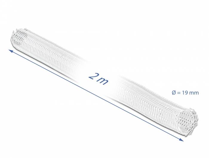 Weiße zylindrische Rollmatte, diagonal dargestellt, mit der Beschriftung 2 m lang und 19 mm Durchmesser.