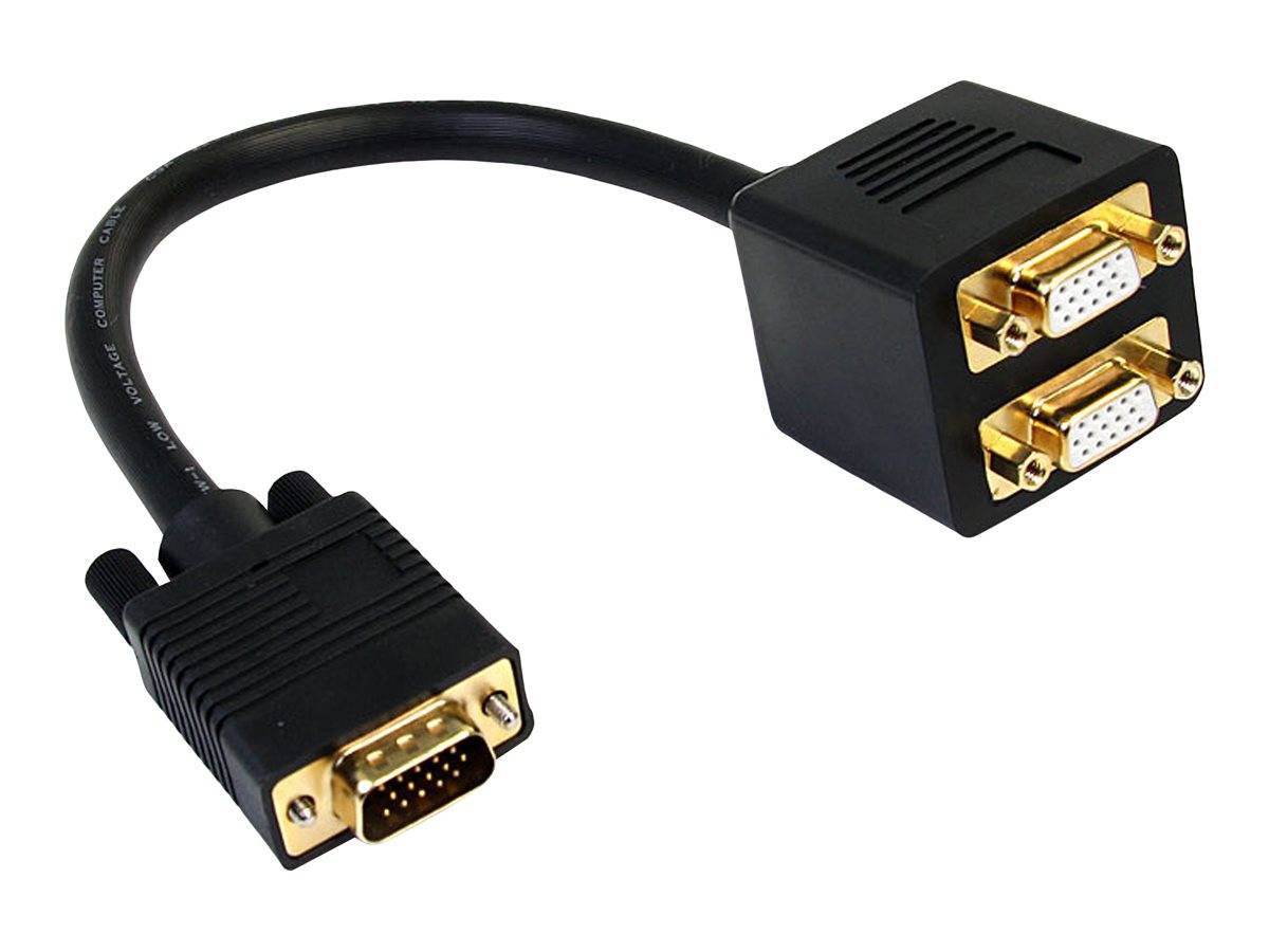 StarTech.com 30cm VGA auf 2x VGA Splitter-Kabel - St/Bu - VGA HD15 Y-Verteiler Stecker/Buchse - Vergoldet - VGA-Splitter