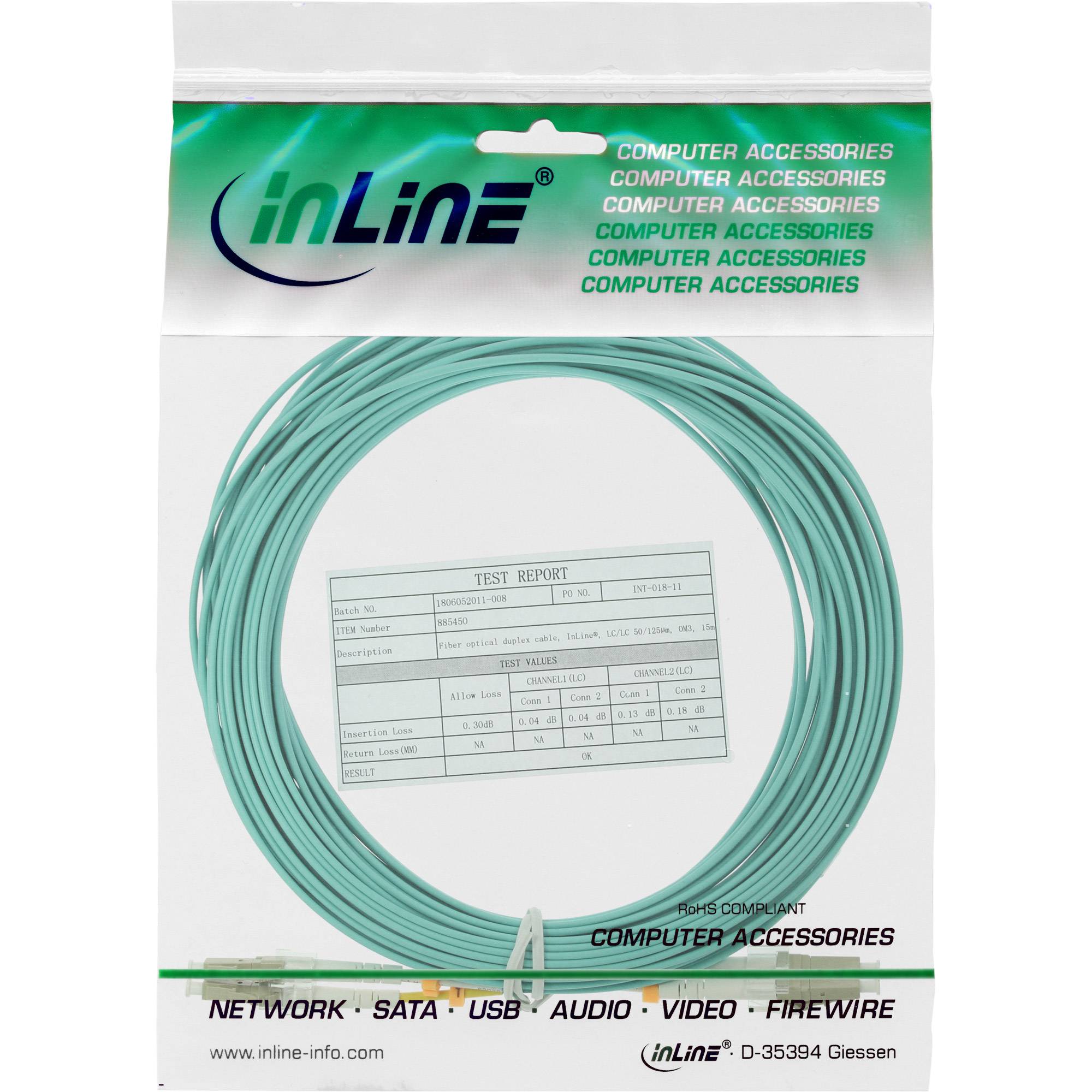 INLINE - LWL Duplex Kabel - LC/LC - 50/125µm - OM3 - 3m