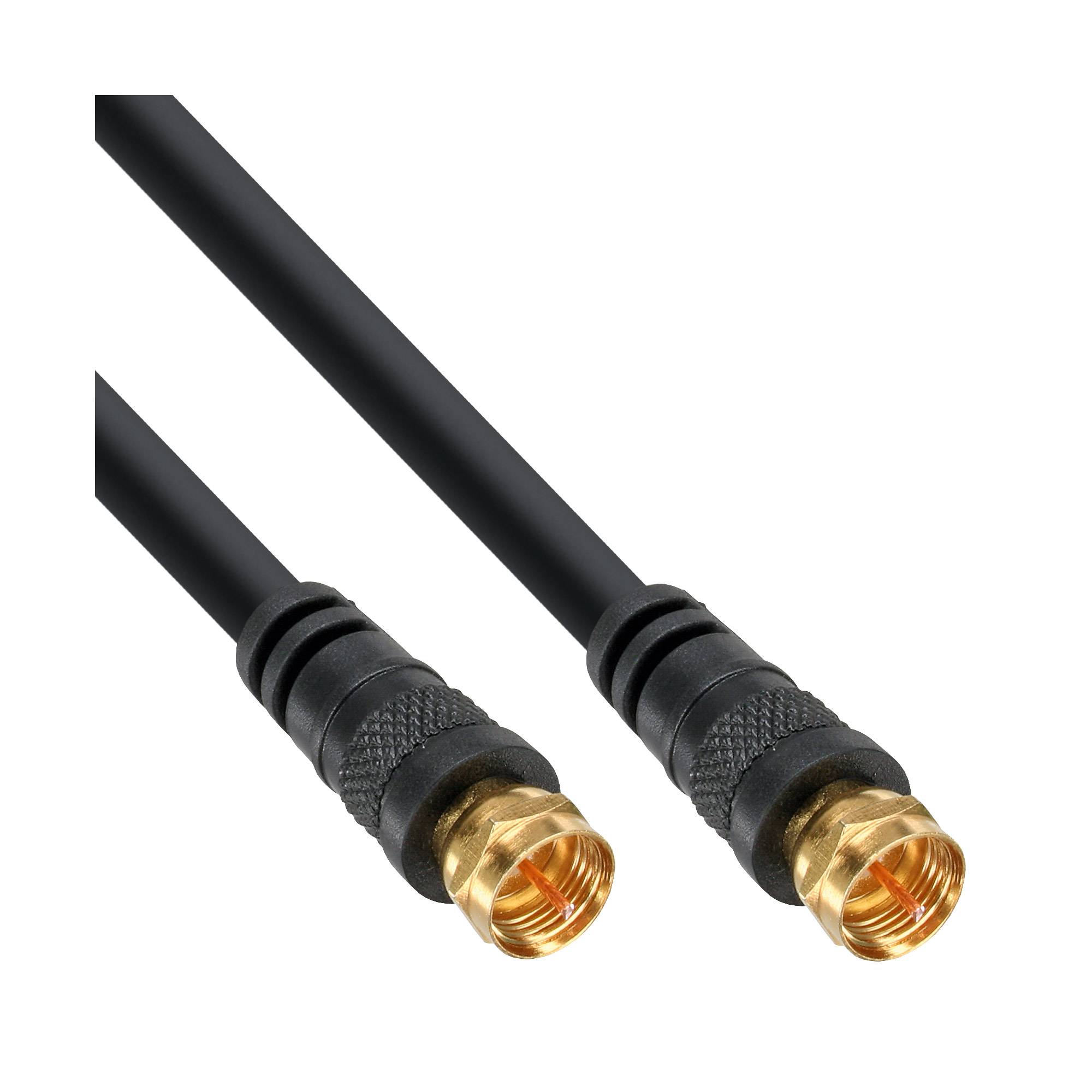 Zwei schwarze koaxiale Kabelstecker mit vergoldeten Gewindelenden auf weißem Hintergrund.